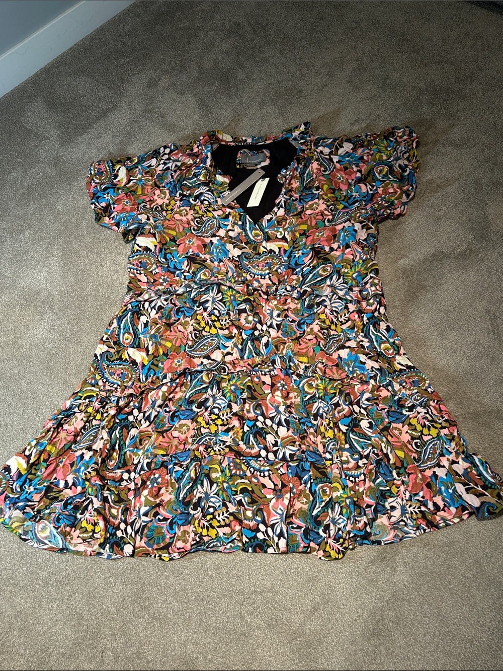 Anthropologie Multicolor Floral Paisley Tiered Dress